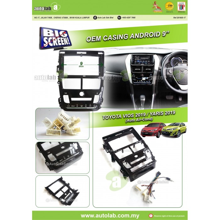 Big Screen Casing Android - Toyota Vios 2019 (Auto Air-cond) (9inch)